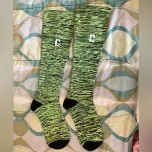 NEW Graduated Compression Socks 20-30mmhg Knee High Athletic NEON GREEN S/M